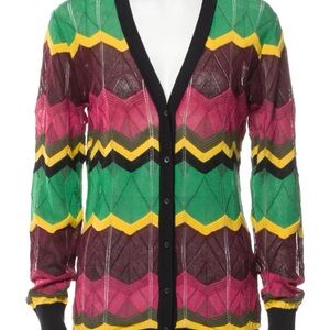 M by Missoni Green and Pink Cardigan Sweater
